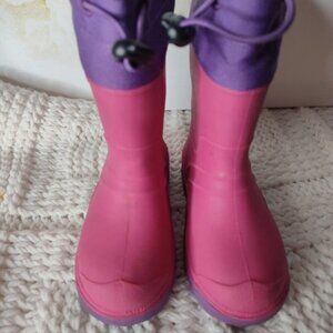 Girls/Toddler Winter Rain Boots Hot Pink Purple Lined Made in Canada Size 9